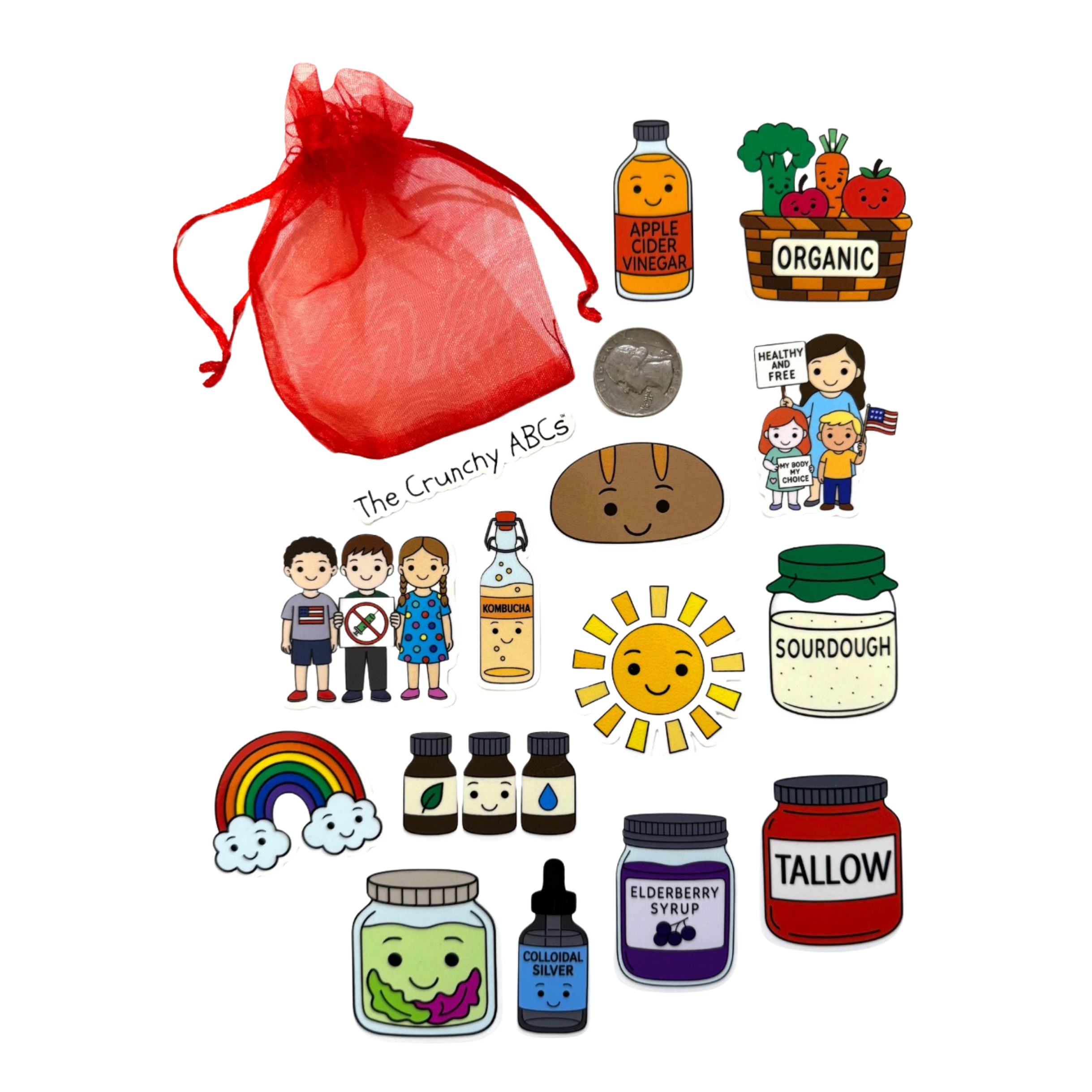 A is for Apple Cider Vinegar Sticker Pack (15 Waterproof Vinyl Stickers)